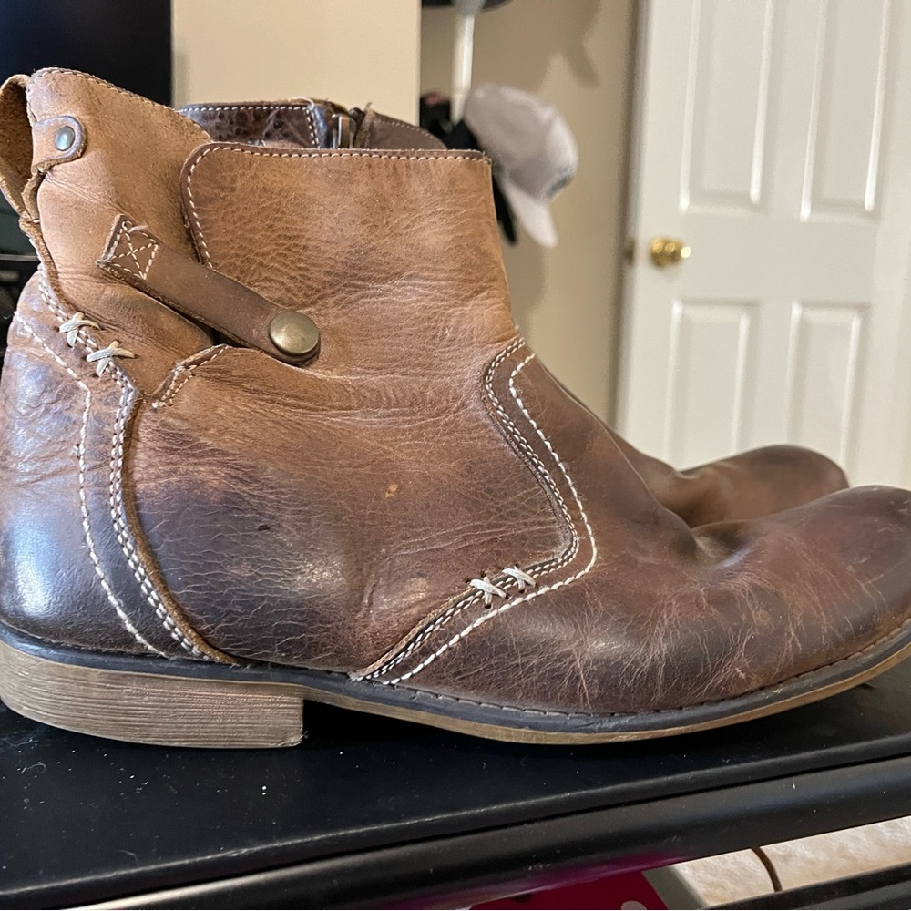 ROAN Men's Brown Leather Ankle Boots Size 13